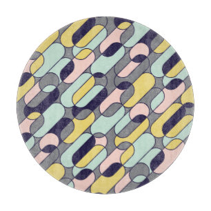 Pale Colours Geometric: Retro Pattern Cutting Board