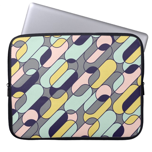Pale Colours Geometric: Retro Pattern Laptop Sleeve (Front)
