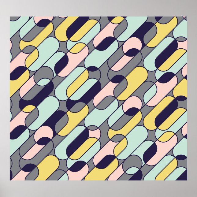 Pale Colours Geometric: Retro Pattern Poster (Front)