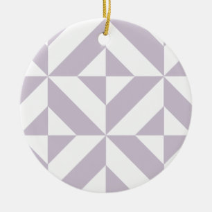 Pale Cool Grape Geometric Deco Cube Pattern Ceramic Ornament