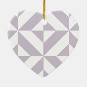 Pale Cool Grape Geometric Deco Cube Pattern Ceramic Ornament