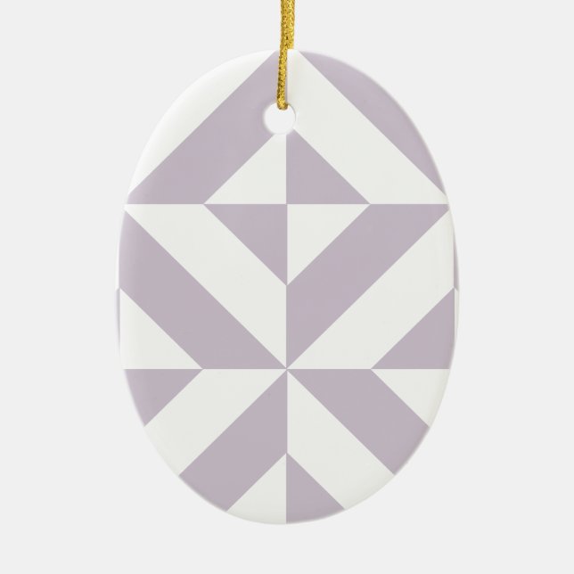Pale Cool Grape Geometric Deco Cube Pattern Ceramic Ornament (Front)