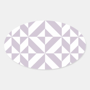 Pale Cool Grape Geometric Deco Cube Pattern Oval Sticker