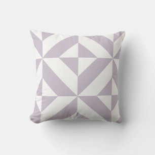 Pale Cool Grape Geometric Deco Cube Pattern Throw Pillow