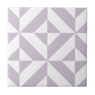 Pale Cool Grape Geometric Deco Cube Pattern Tile