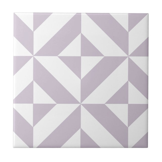 Pale Cool Grape Geometric Deco Cube Pattern Tile (Front)