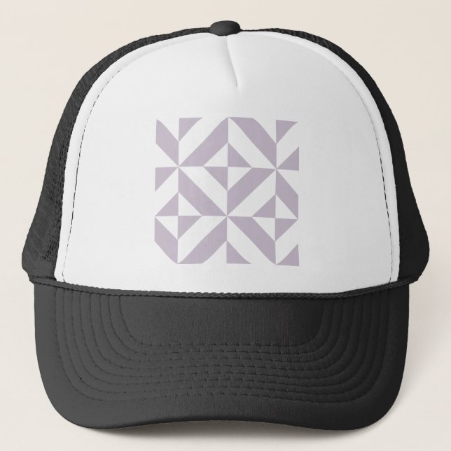 Pale Cool Grape Geometric Deco Cube Pattern Trucker Hat (Front)