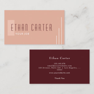 Pale Coral   Elegant Professional Monogram Business Card