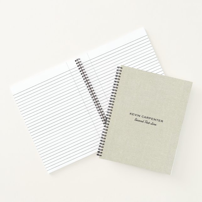 Pale cream linen fabric notebook (Inside)