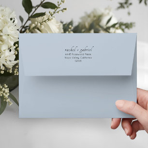 Pale Dusty Blue   Chic Simple Clean Wedding  Envelope