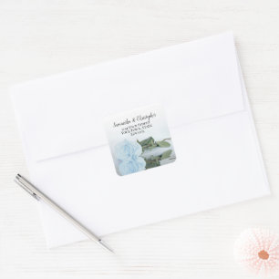 Pale Dusty Blue Rose Return Address Envelope Seal