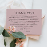 Pale dusty pink minimalist typography wedding thank you card<br><div class="desc">Elegant simple minimalist wedding Thank You Card in pale dusty pink,  pastel colours. Please contact me if you need additional items.</div>