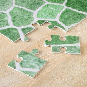 Pale Emerald and Pistachio Cobbled Patchwork Jigsaw Puzzle
