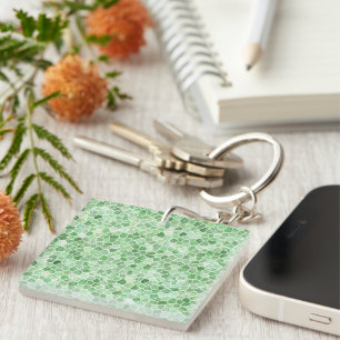 Pale Emerald and Pistachio Cobbled Patchwork Keychain