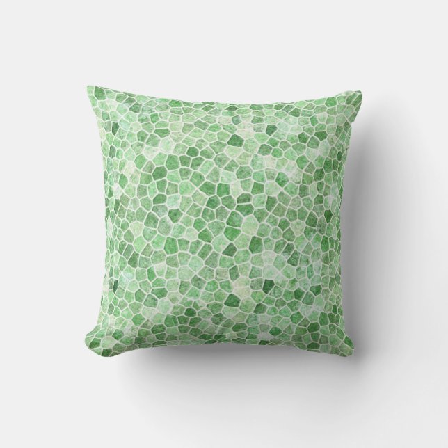 Pale Emerald and Pistachio Cobbled Patchwork Throw Pillow (Front)
