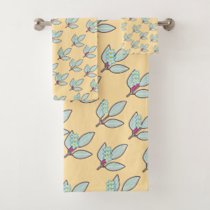 Pale Feuille Aqua Avec Fleurs Crème Cadeau