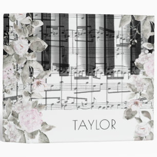 pale flowers music piano binder