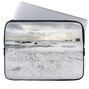 Pale foamy ocean seascape, Iceland Laptop Sleeve