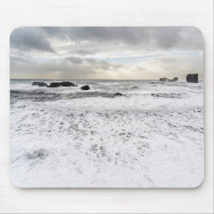 Pale foamy ocean seascape, Iceland Mouse Pad