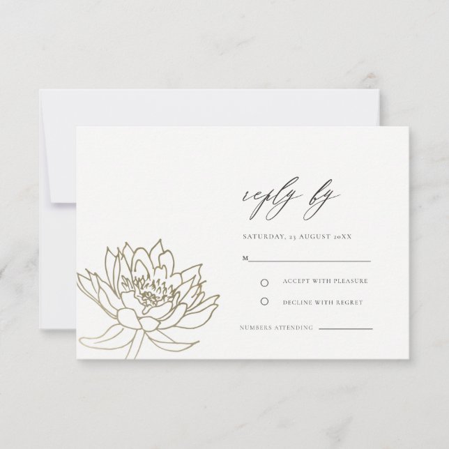 PÂLE GLAMOREUX OR BLANC LOTUS FLORAL RSVP (Devant)