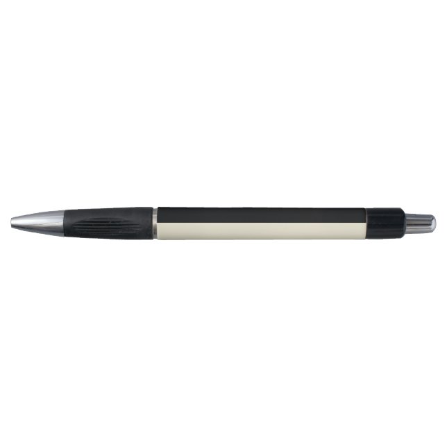 Pale Gold and Black Simple Extra Wide Stripes Pen (Front)