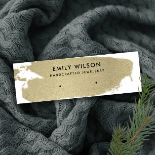 PALE GOLD FOIL BRUSH STROKE STUD EARRING DISPLAY MINI BUSINESS CARD