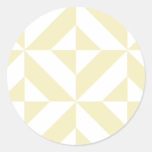 Pale Gold Geometric Deco Cube Pattern Classic Round Sticker