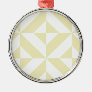 Pale Gold Geometric Deco Cube Pattern Metal Ornament