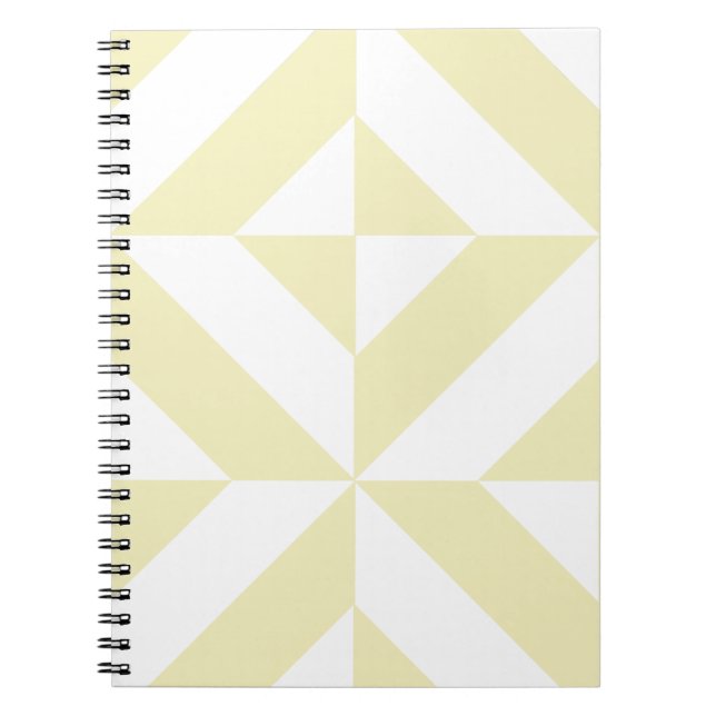 Pale Gold Geometric Deco Cube Pattern Notebook (Front)