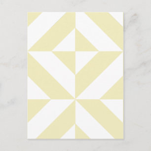 Pale Gold Geometric Deco Cube Pattern Postcard