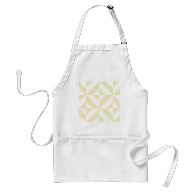Pale Gold Geometric Deco Cube Pattern Standard Apron (Front)