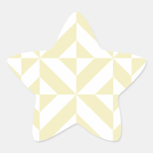 Pale Gold Geometric Deco Cube Pattern Star Sticker