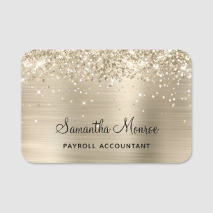 Pale Gold Glitter and Foil Name Tag