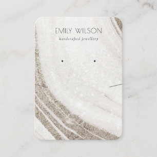 Pale Gold Marble Agate Necklace Earring Display Business Card