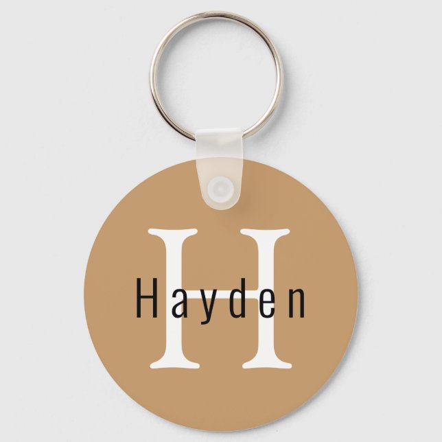 Pale Gold Modern Custom Monogram Cute Simple Cool Keychain (Front)