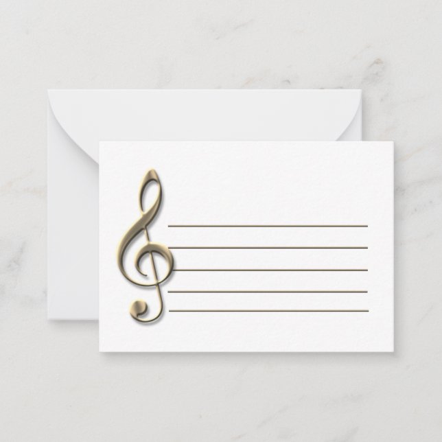 Pale Gold Treble Clef with Music Staff Blank  Card (Front)