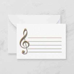 Pale Gold Treble Clef with Music Staff Blank  Card