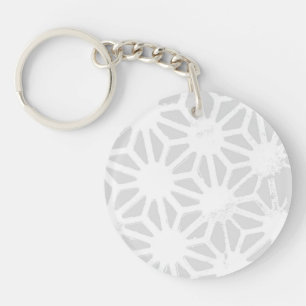 Pale gray geometric pattern keychain