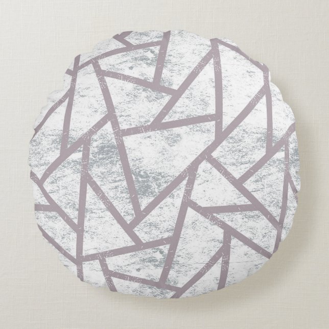 Pale gray mosaic pattern round pillow (Front)