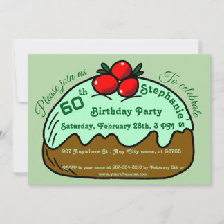 Pale Green 60th Birthday Party Choco Doughnut Dess Invitation