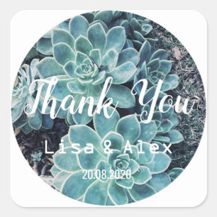Pale Green Aloe Plant Thank You Wedding Sticker