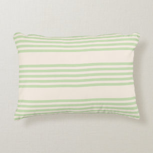 Pale green and beige five stripes pattern accent pillow