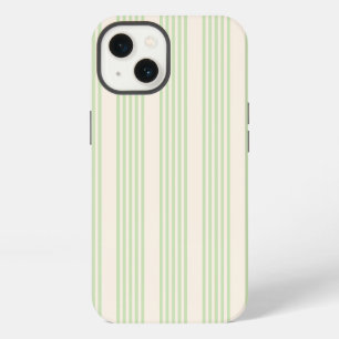 Pale green and beige five stripes pattern iPhone 13 case
