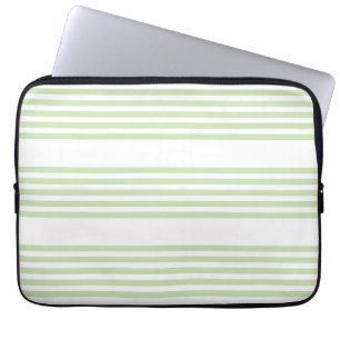 Pale green and beige five stripes pattern laptop s sleeve