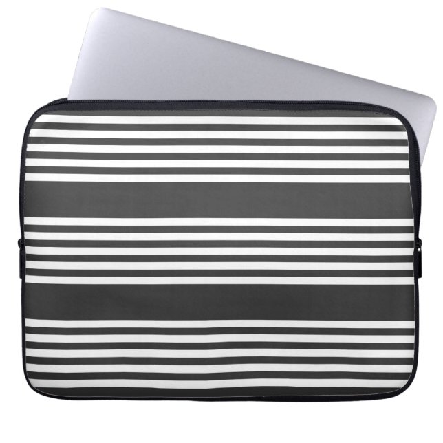 Pale green and beige five stripes pattern laptop s sleeve (Front)