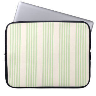 Pale green and beige five stripes pattern laptop sleeve