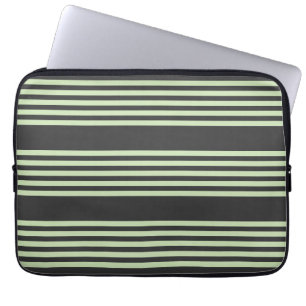 Pale green and beige five stripes pattern laptop sleeve