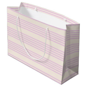 Pale green and beige five stripes pattern large gi gift bag