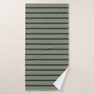 Pale green and charcoal five stripes pattern bath towel