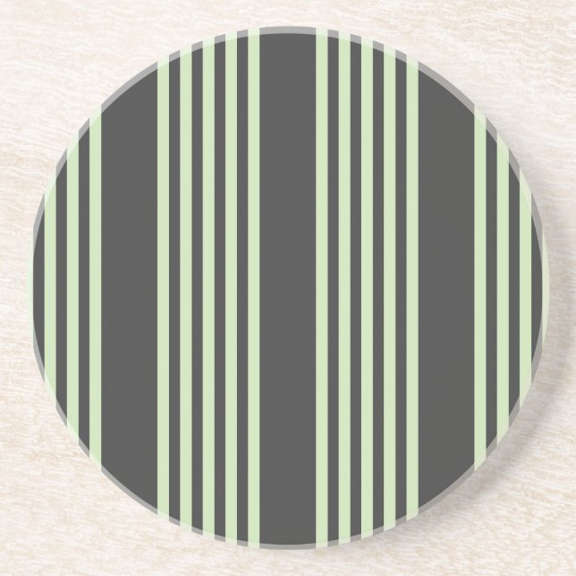Pale green and charcoal five stripes pattern coaster (Front)